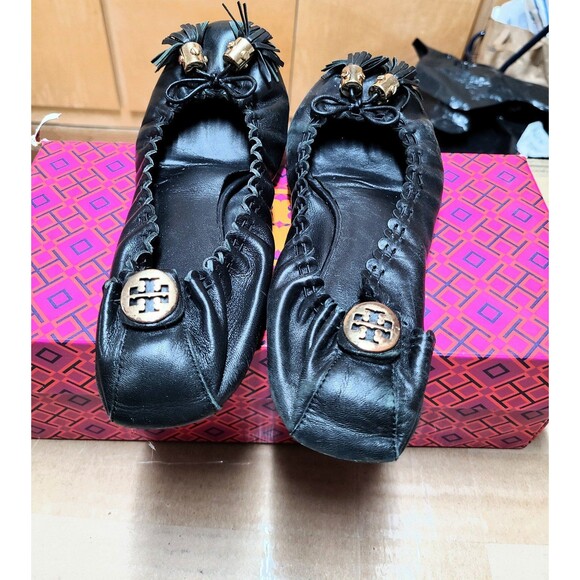Tory Burch Reese Designer Ruffle Tassel Flats Size 8 - Picture 3 of 5